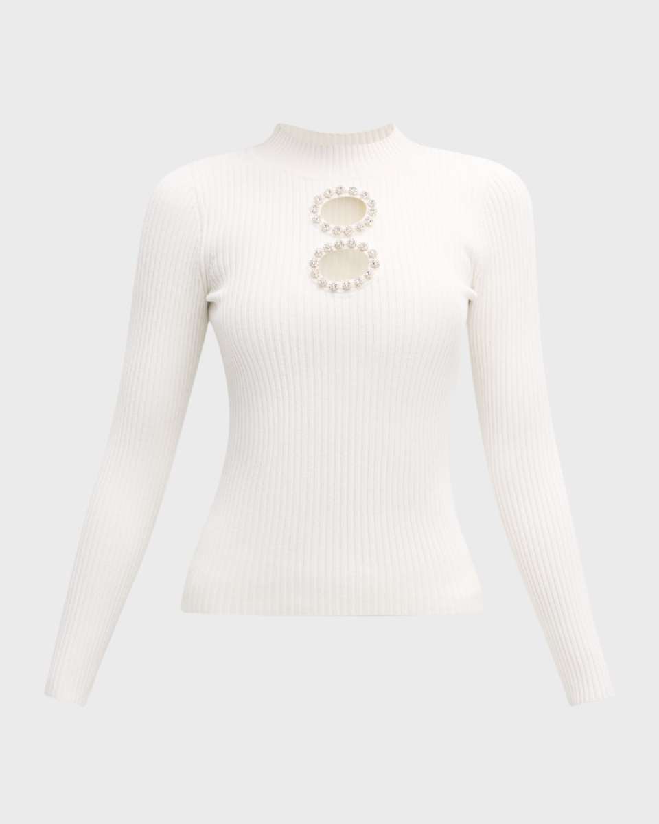 Crystal-Embellished Cutout Knit Top