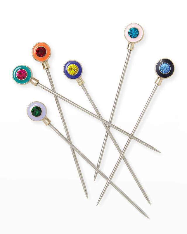 Enamel Gem Cocktail Picks, Set of 6