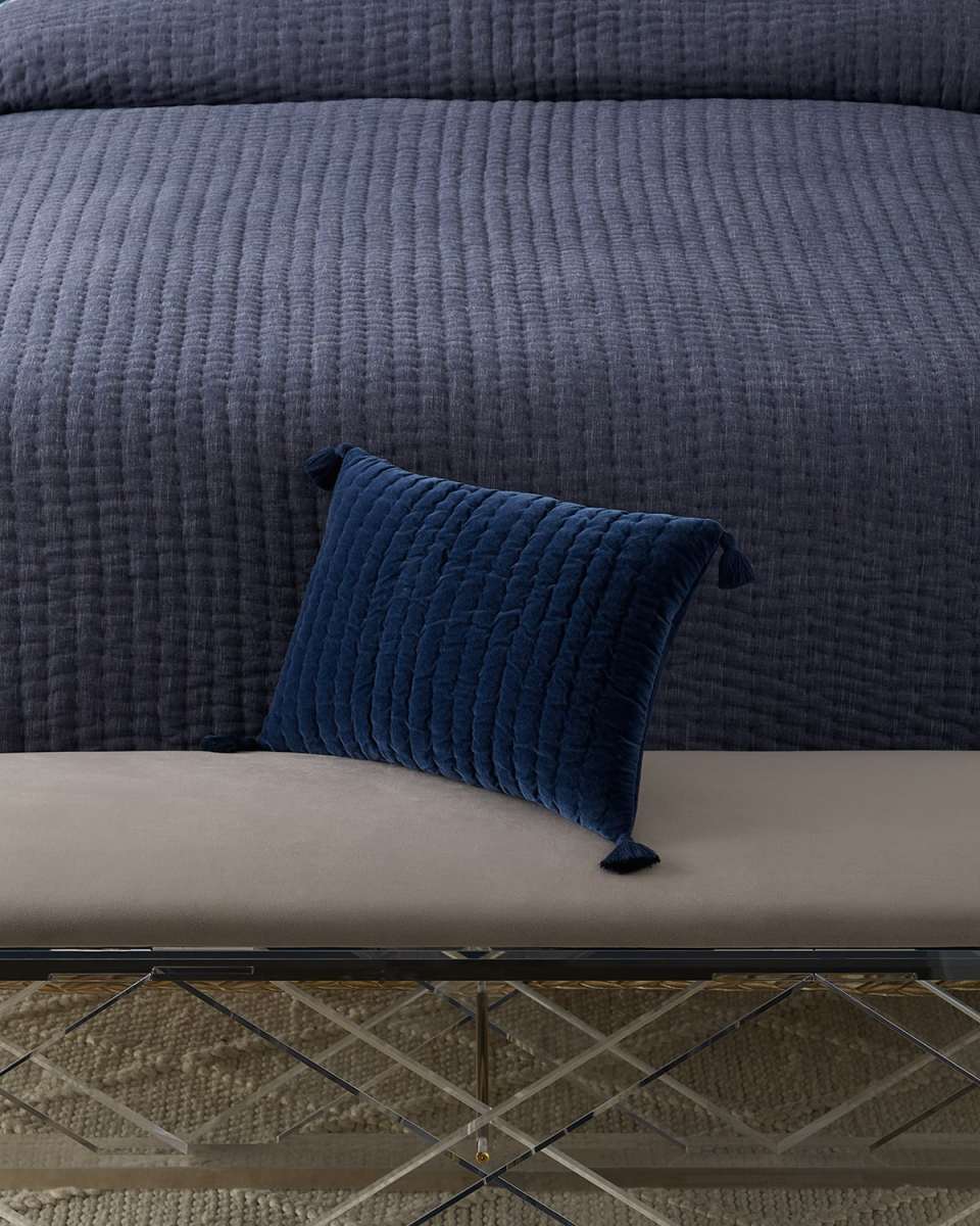 Velvet Indigo Pillow, 18" x 12"W