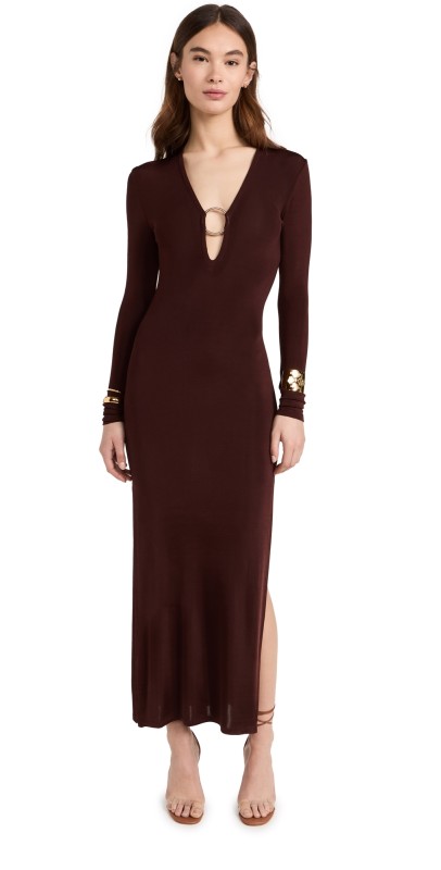 Louisa Ballou Long Helios Dress Brown
