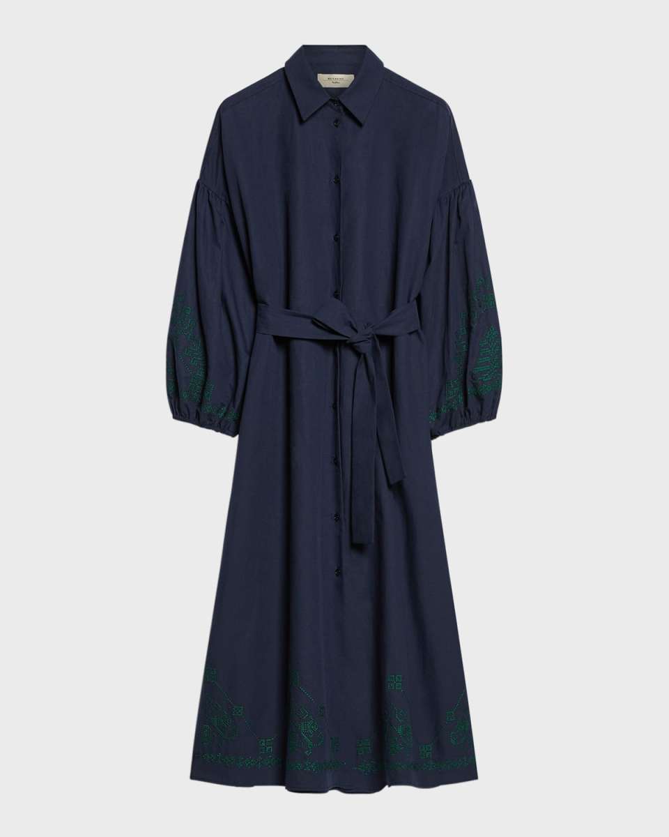 Ossola Embroidered Cotton Midi Shirtdress