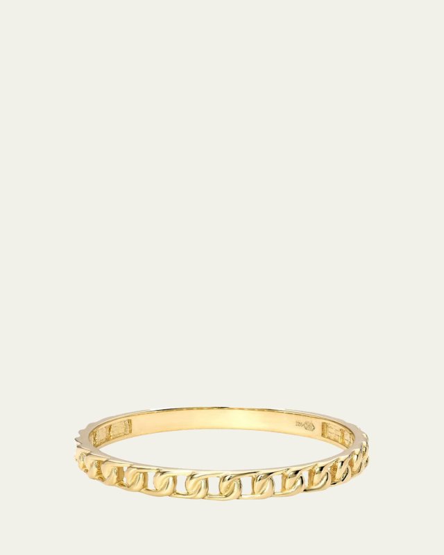 14K Yellow Gold Thin Solid Cuban Link Ring, Size