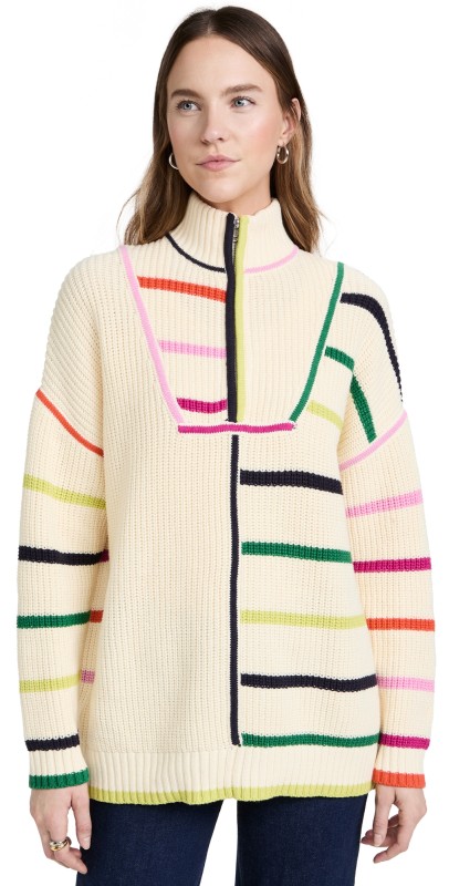 STAUD Hampton Sweater Cream Rainbow Multi