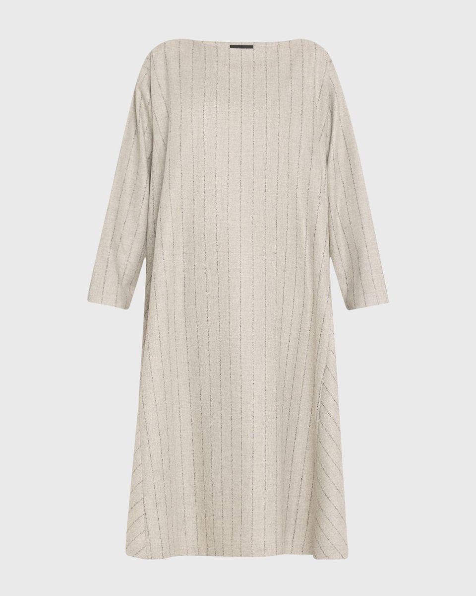 Caucasus Striped Flannel Scoop-Neck Dress