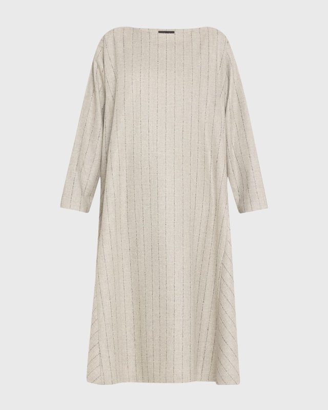 Caucasus Striped Flannel Scoop-Neck Dress