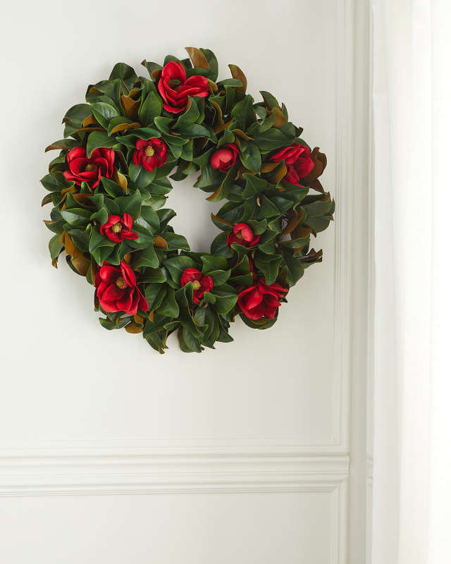 Magnolia Mix Flower Christmas Wreath
