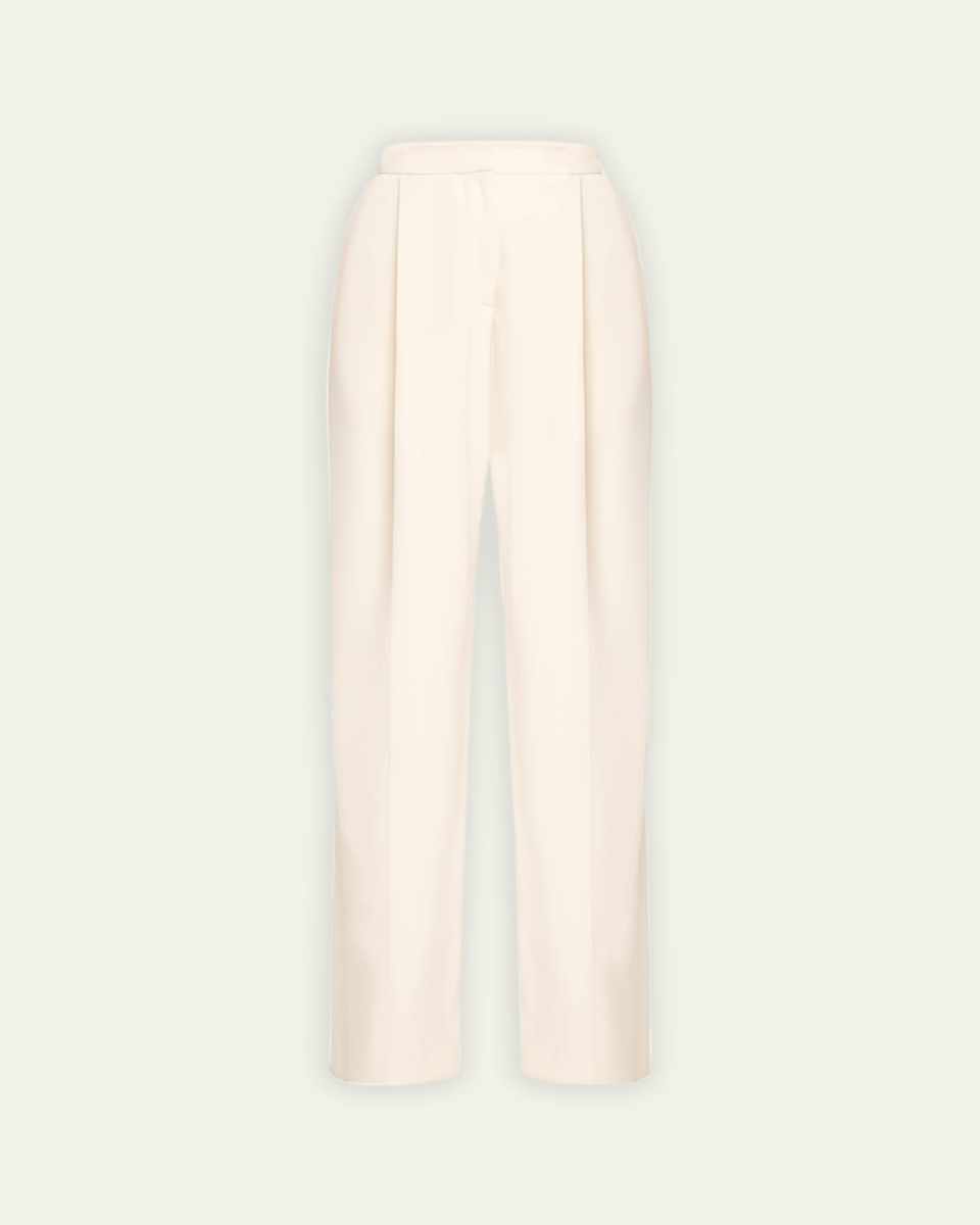 Wool Pleated Wide-Leg Pants