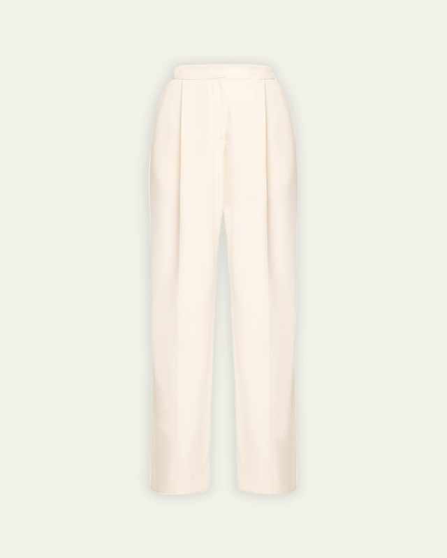 Wool Pleated Wide-Leg Pants
