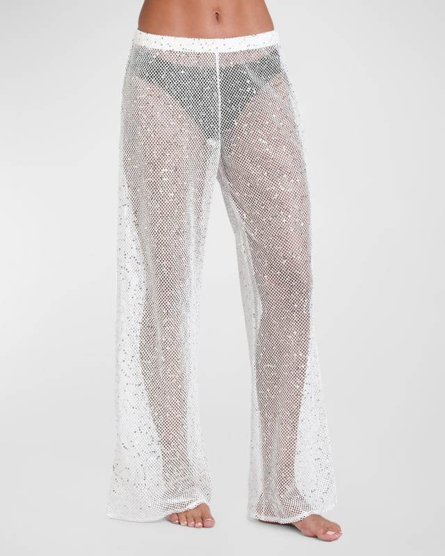 Shine Sequined Crochet Beach Pants