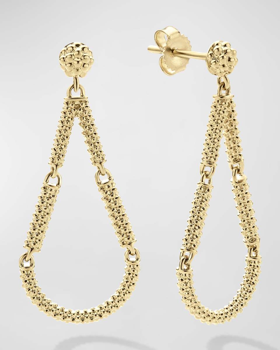 18K Gold Superfine Caviar Beaded Teardrop Earrings