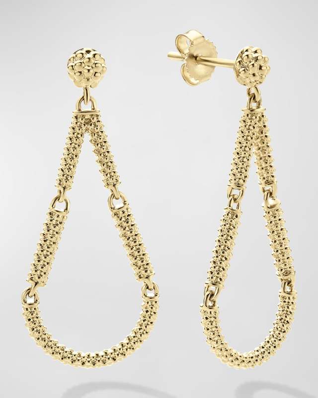 18K Gold Superfine Caviar Beaded Teardrop Earrings