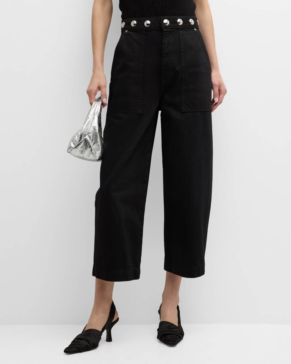 Hewey Straight-Leg Jeans with Studded Waist