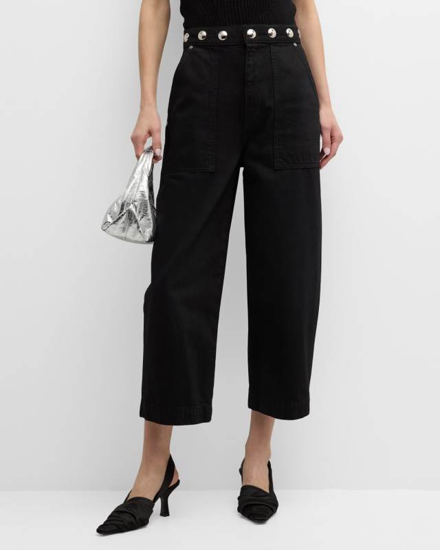 Hewey Straight-Leg Jeans with Studded Waist