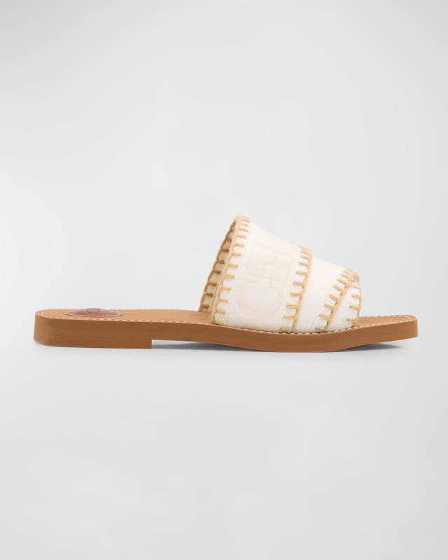 x High Summer Woody Linen Logo Whipstitch Sandals