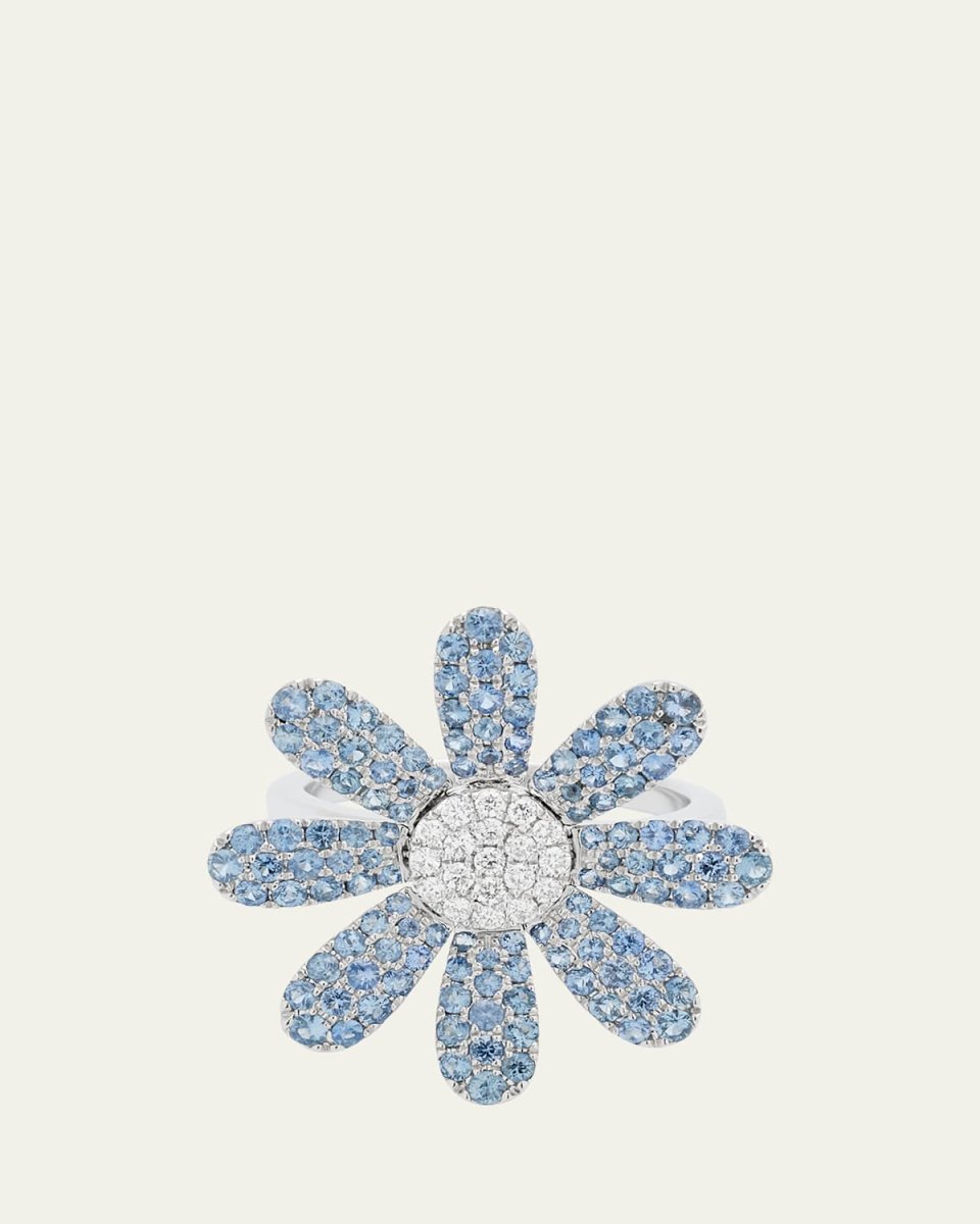 18k White Gold Margaret Ring With Blue Sapphire