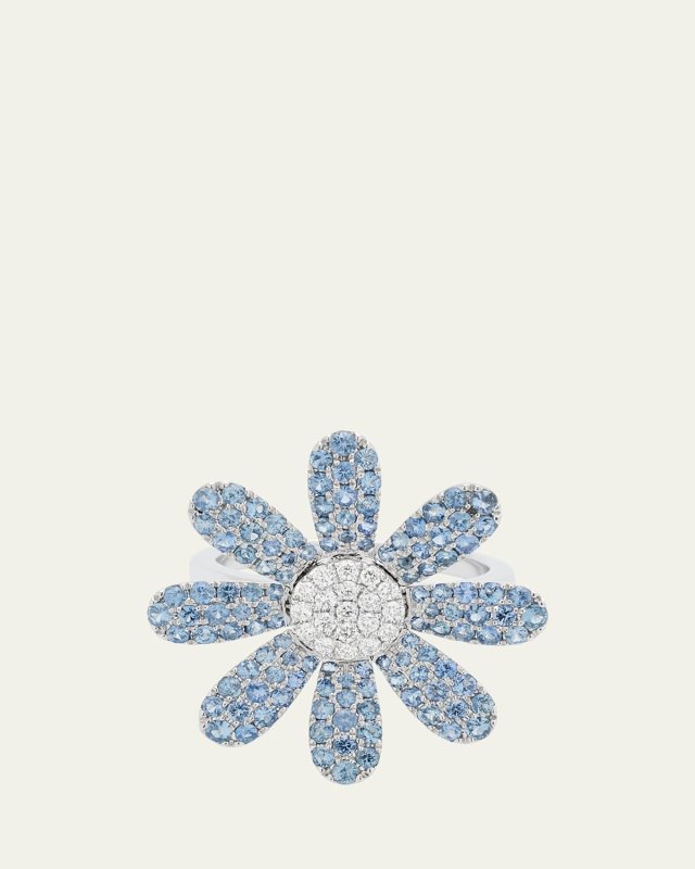18k White Gold Margaret Ring With Blue Sapphire