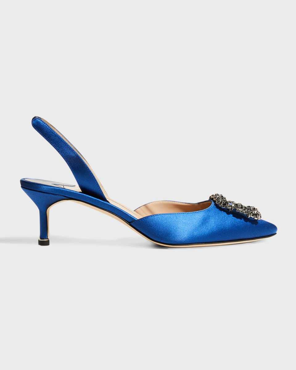 Hangisi Crystal Buckle Slingback Pumps