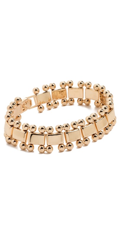 Kenneth Jay Lane Gold Bracelet with Beads on Sides Gold