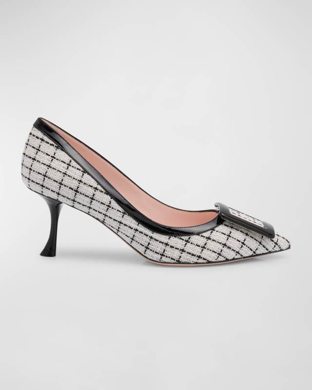 Viv In The City Tweed Buckle Pumps