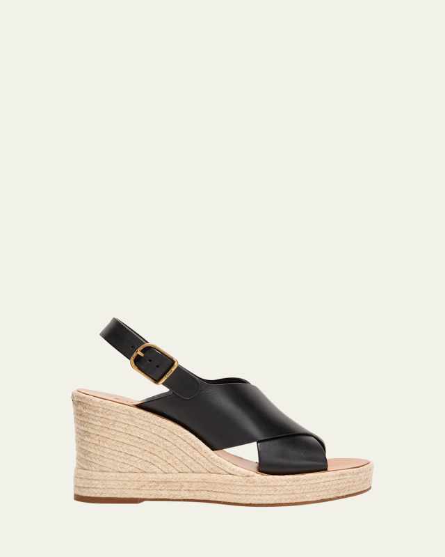 Party Leather Wedge Espadrille Sandals