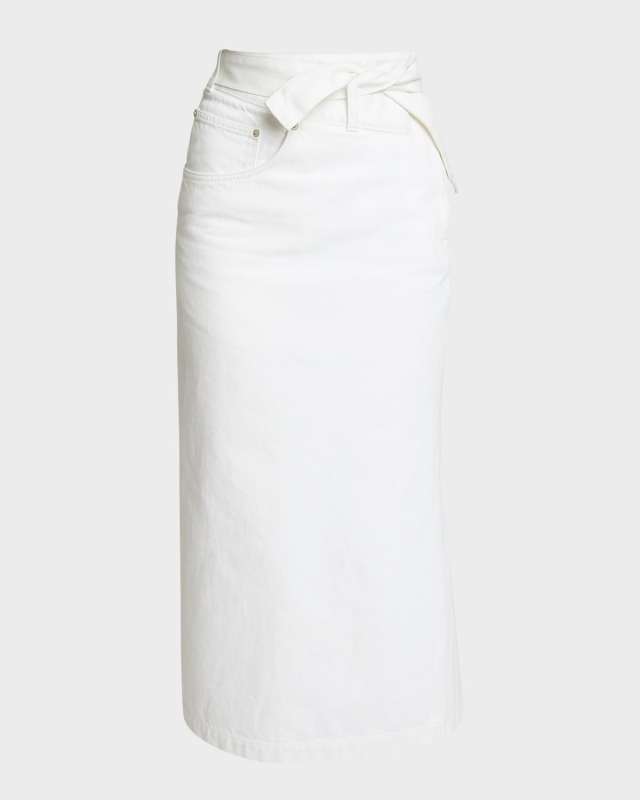 Deconstructed Denim Wrap Waist Skirt