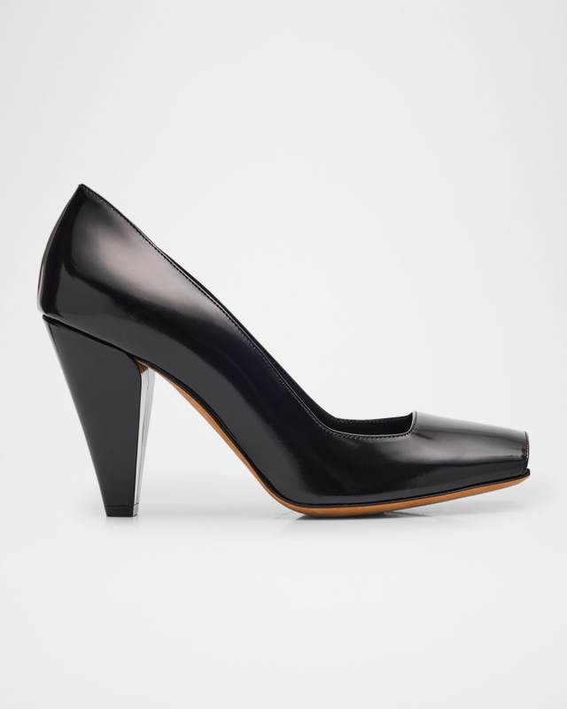 Cedar Leather Square-Toe Pumps
