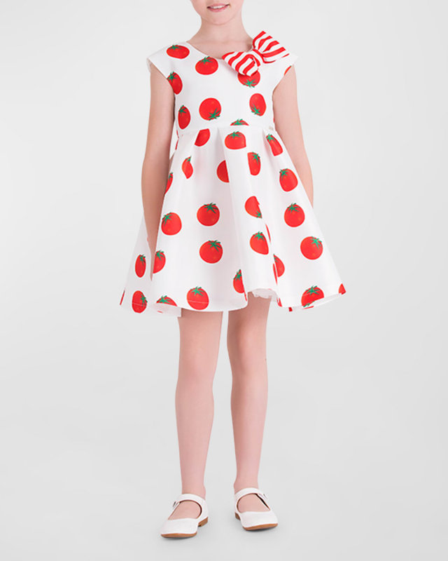 Girl's Tomato Short-Sleeve Dress, Size 3T-10