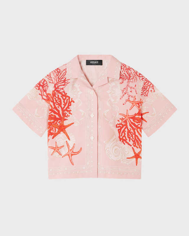 Girl's Starfish Barocco-Trim Button Down Shirt