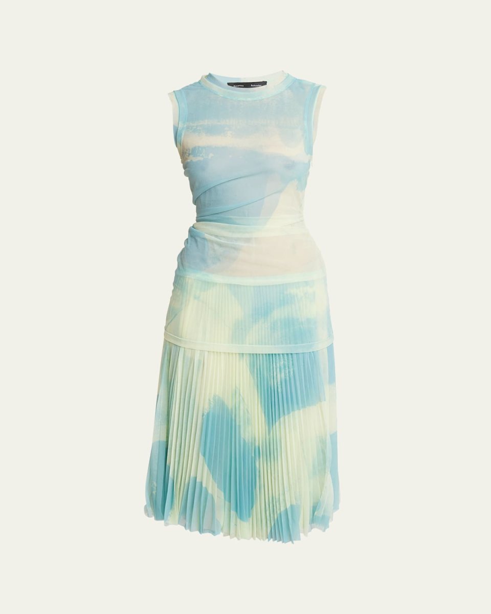 Zoe Printed Jersey Pleated Dress