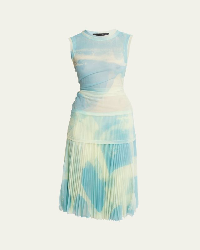 Zoe Printed Jersey Pleated Dress