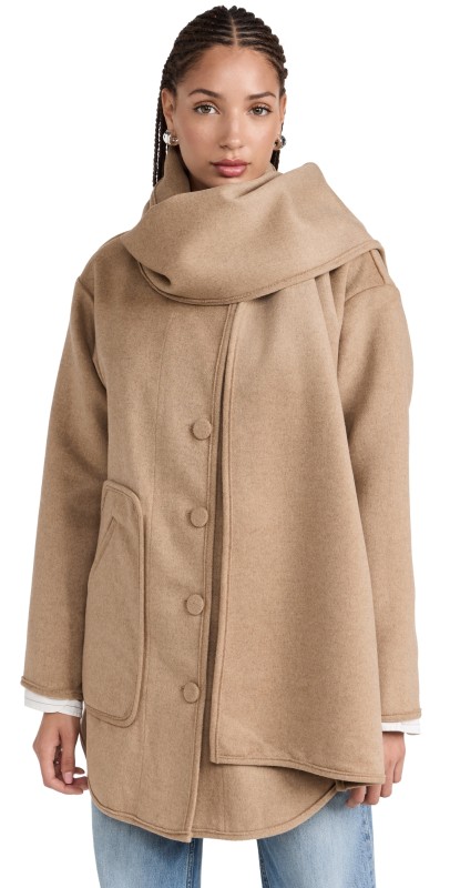 Splendid x Cella Jane Scarf Coat Heather Camel