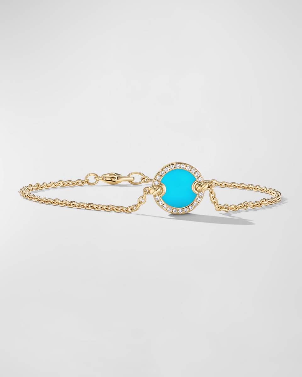 DY Elements Chain Bracelet with Gemstone and Diamonds in 18K Gold, 11mm