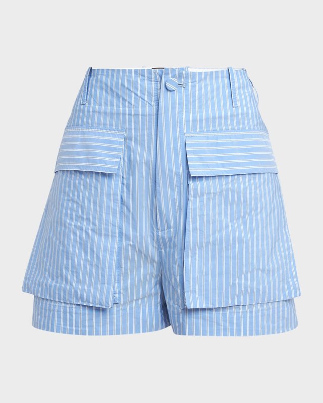High-Rise Striped Cargo Shorts