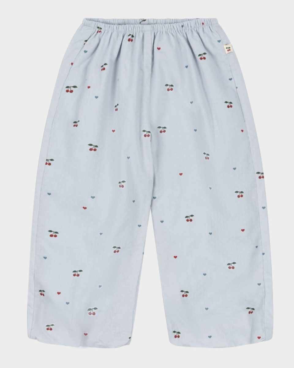 Girl's Evia Cherry-Print Pants, Size 9M