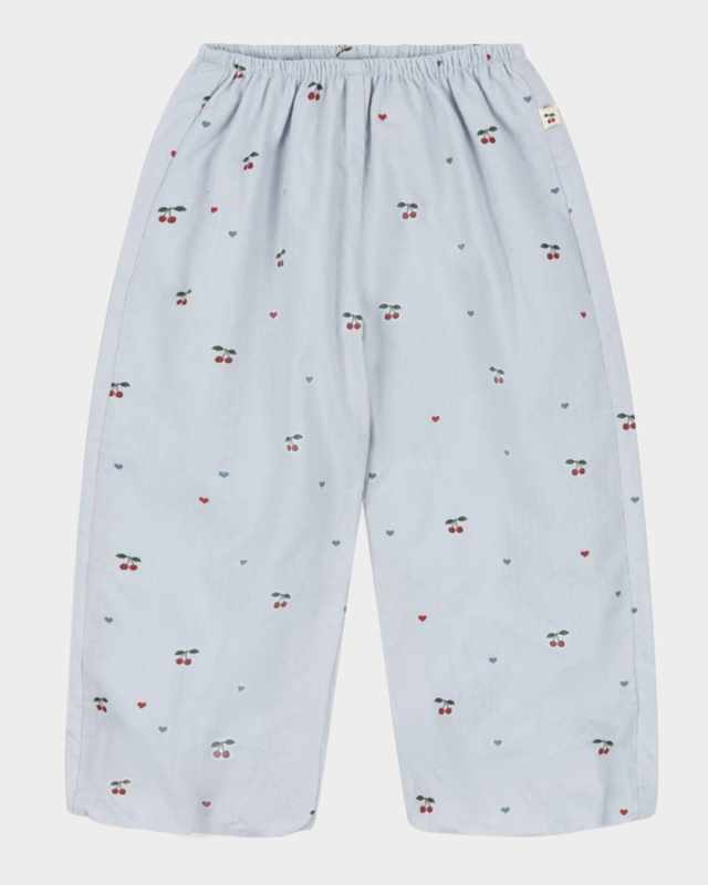 Girl's Evia Cherry-Print Pants, Size 9M