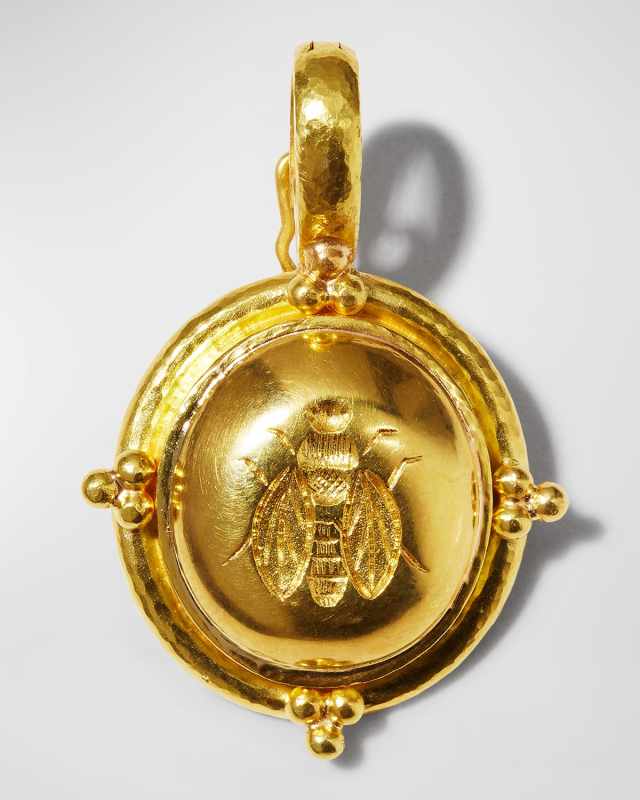 19k Gold Oval Honey Bee Pendant