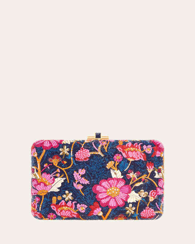 Brocade Crystal Slim Clutch Bag