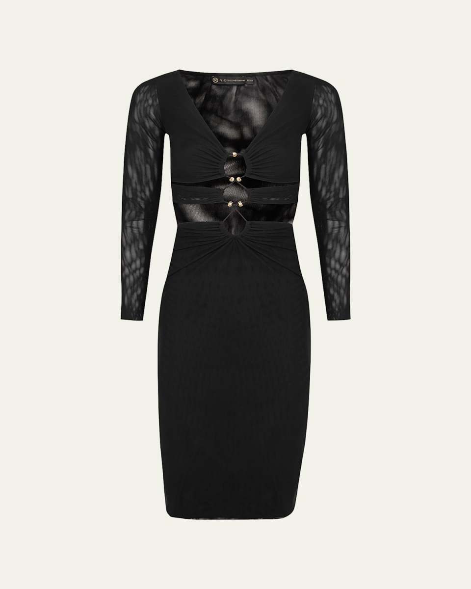 Solid Luna Long-Sleeve Midi Dress
