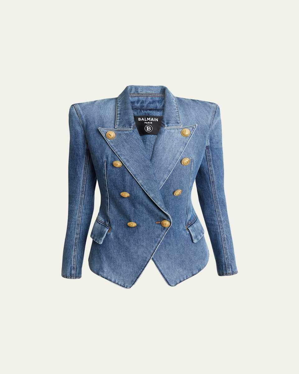 Double-Breasted Denim Blazer