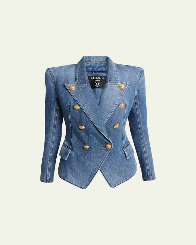 Double-Breasted Denim Blazer