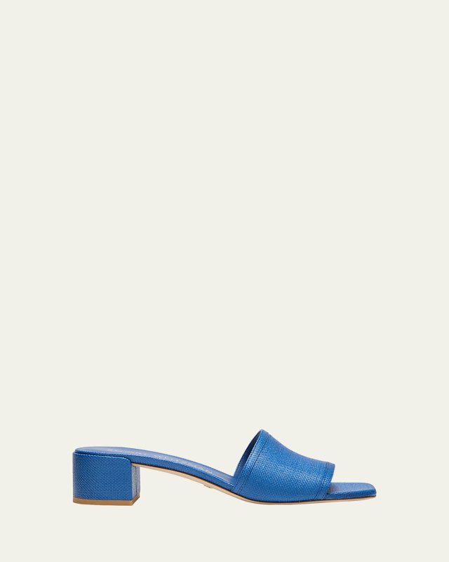 Cayman Linen Block-Heel Mule Sandals