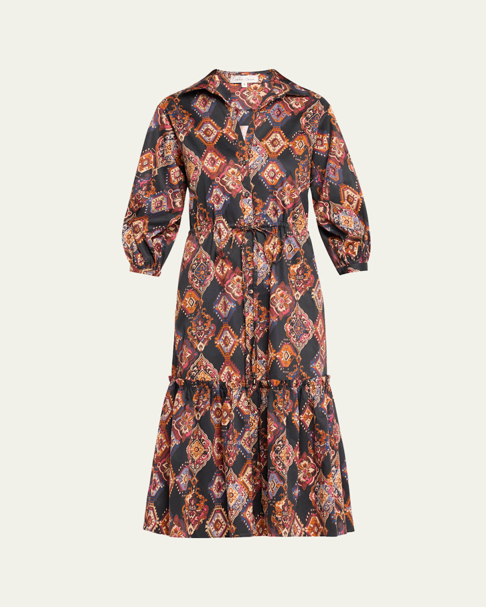 Hutton Floral Poplin Collared Midi Dress