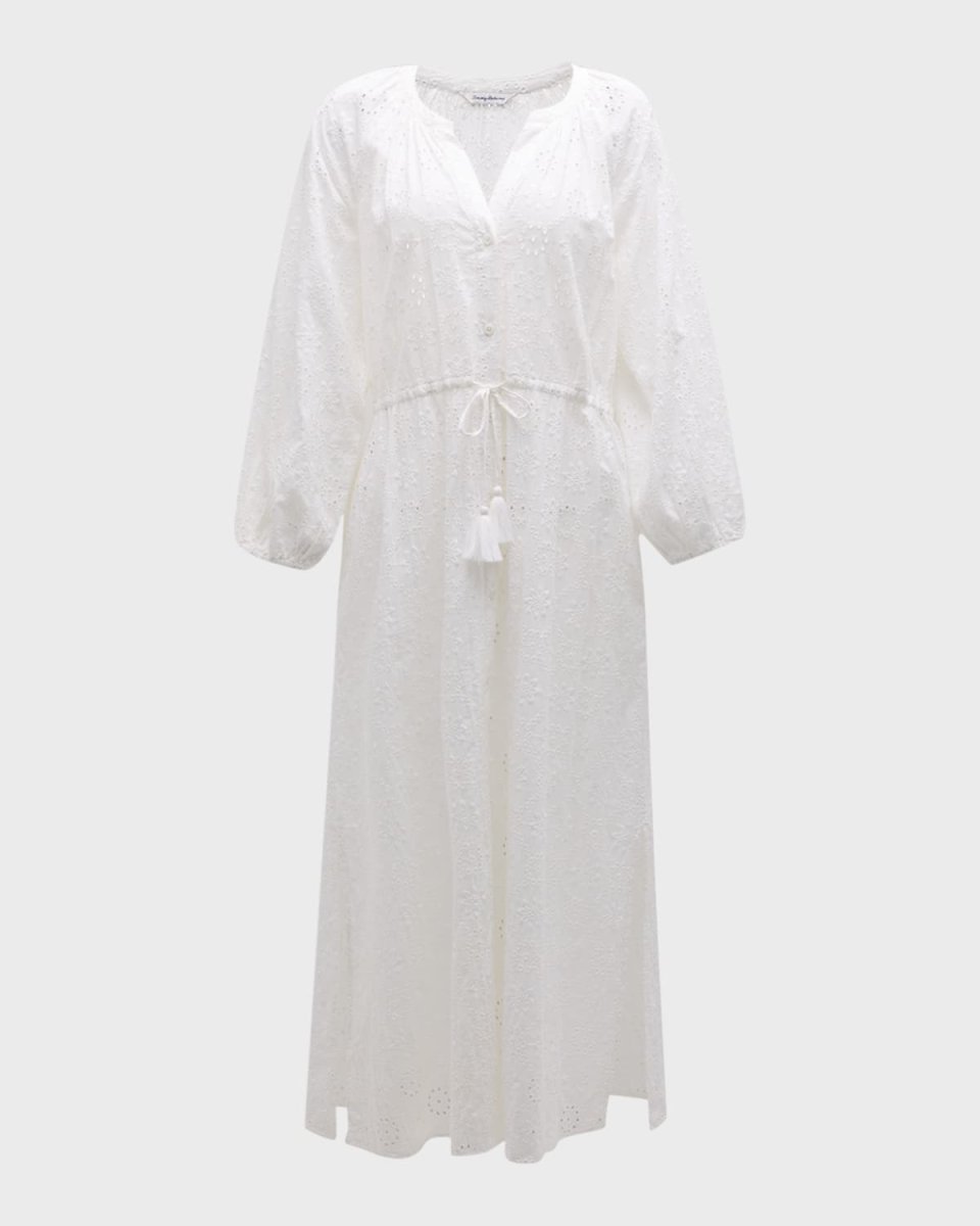 Harbour Eyelet Button-Front Midi Dress