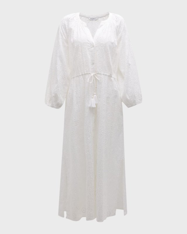 Harbour Eyelet Button-Front Midi Dress