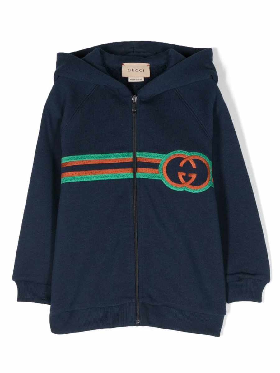logo-embroidered zipped hoodie