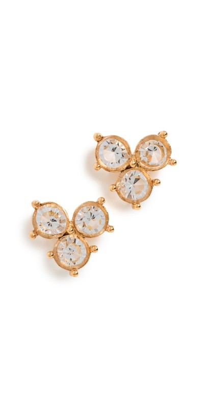 Jennifer Behr Livia Stud Earrings Crystal Antique Gold