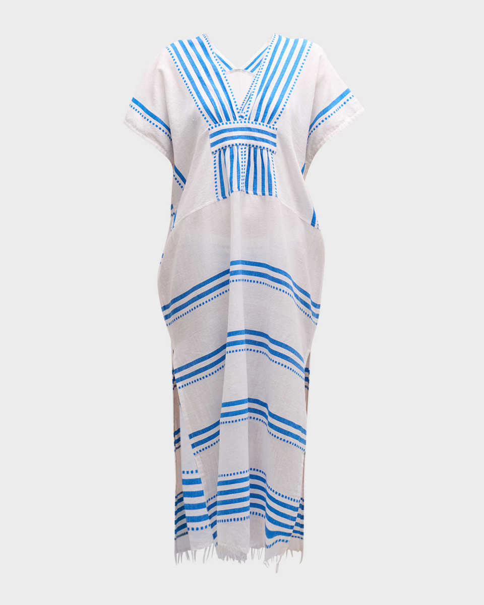 Striped Gasira V-Neck Caftan Coverup