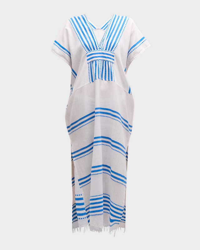 Striped Gasira V-Neck Caftan Coverup
