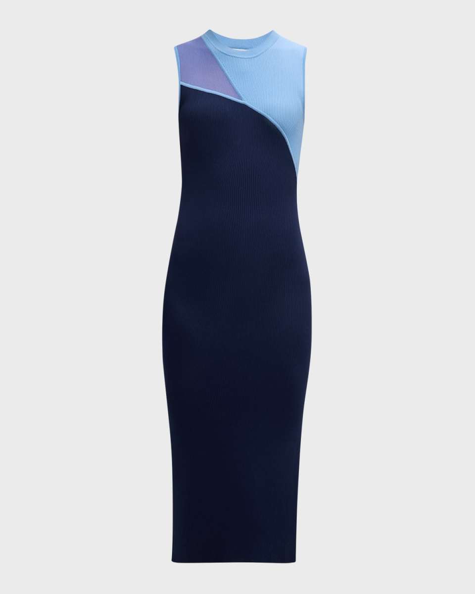Kyle Ribbed Colorblock Midi Dress