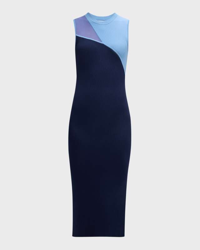 Kyle Ribbed Colorblock Midi Dress